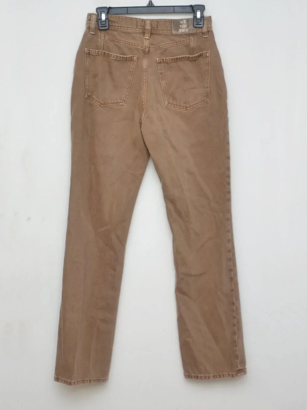 Free People Women's Straight Cut Brown Denim **Flawed